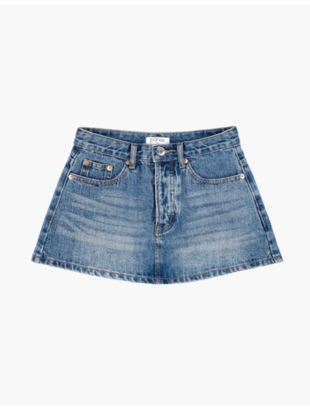 Parke Finished Denim Mini Skirt in Medium Wash - SZ 26